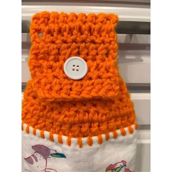 Crochet Top Kitchen Towel-Dogs-orange top - Picture 2 of 2